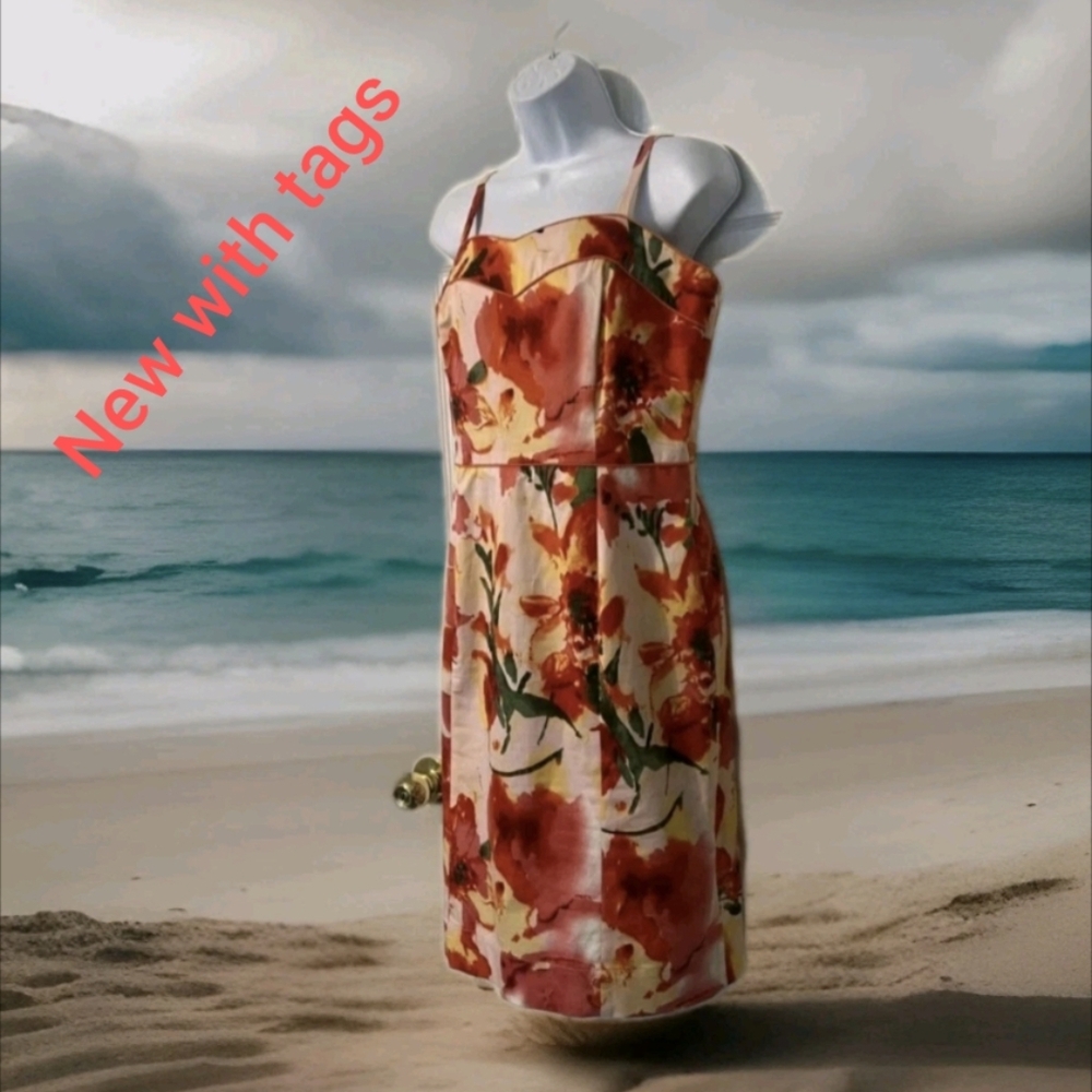 Sun Dress By Kristin Davis Thin Adjustable Straps Sweetheart Neck New with tags